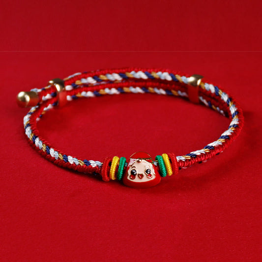 Ancient Tibetan Buddhist Red String Tradition Colorful Rope Zongzi Pattern Fu Character Luck Handmade Bracelet