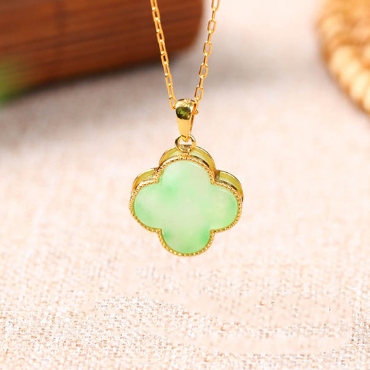 Jade Four Leaf Clover Jade Pattern Luck Necklace Pendant