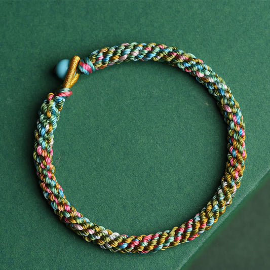 Ancient Tibetan Buddhist Red String Tradition Colorful Rope Luck Handcrafted Braided Child Adult Bracelet
