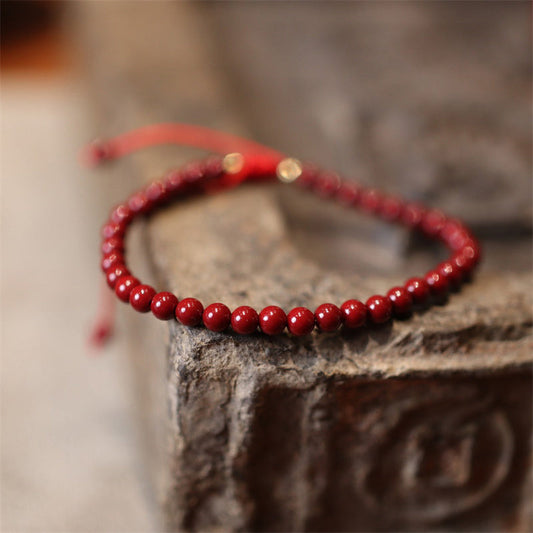 Spirituality Buddha Karma Natural Cinnabar Blessing Red String Braided Bracelet Anklet