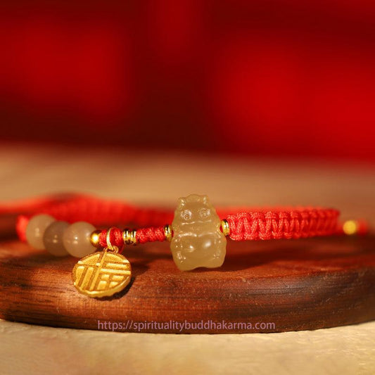 ❗❗❗A Flash Sale- Jade Year of the Dragon 925 Sterling Silver Hetian Jade Fu Character Luck Bracelet