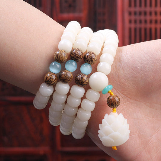 Spiritualität Buddha Karma Weiße Bodhi-Samen Mala 108 Perlen Glücksarmband