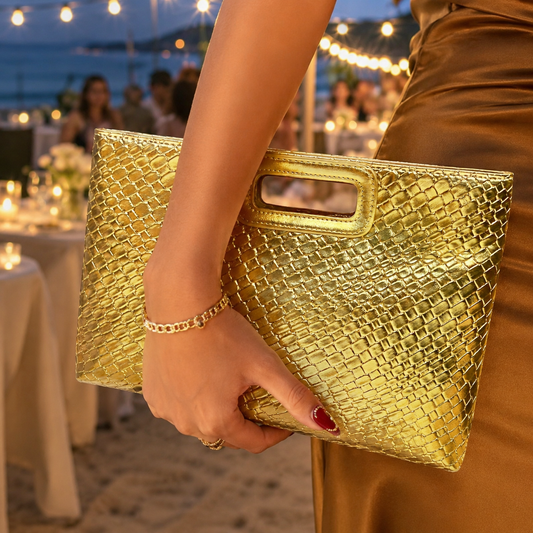 Metallic Snake-Texture Evening Clutch for Women | Large-Capacity Chain Shoulder Bag | Luxurious Party & Event Handbag