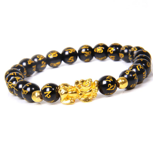 Spiritualität Buddha Karma Feng Shui Glücksbringer Pixiu Obsidian-Armband