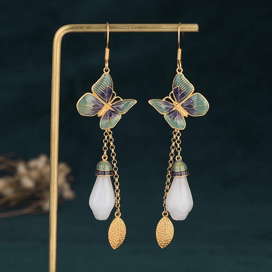 Jade FengShui Weiße Jade Glücksohrringe
