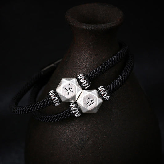 Spiritualität Buddha Karma 999 Sterling Silber 12 Sternbilder des Tierkreises Schutz Handgefertigtes Armband