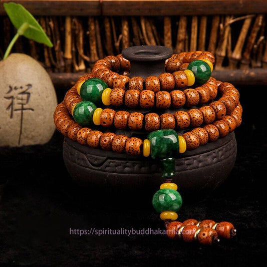 Spiritualität Buddha Karma 108 Perlen Mala Bodhi Samen Jade Harmonie Armband