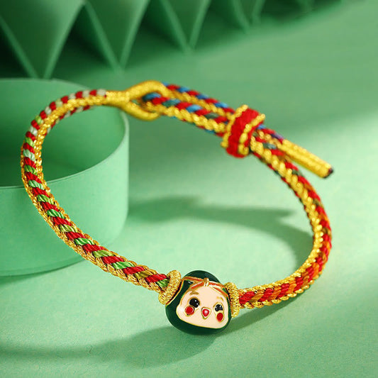 Ancient Tibetan Buddhist Red String Tradition Cute Zongzi Pattern Luck Colorful Handcrafted Eight Thread Peace Knot Bracelet