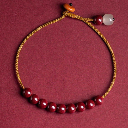 Bracelet tibétain ancien bouddhiste du fil rouge, orné de perles de cinabre naturel et fait main, symbole de bénédiction 