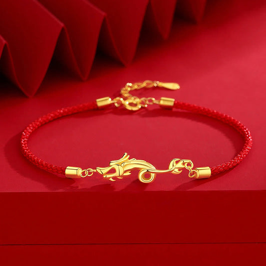 Ancient Tibetan Buddhist Red String Tradition  925 Sterling Silver Luck Year of the Dragon Red String Chain Bracelet (Extra 30% Off | USE CODE: FS30)