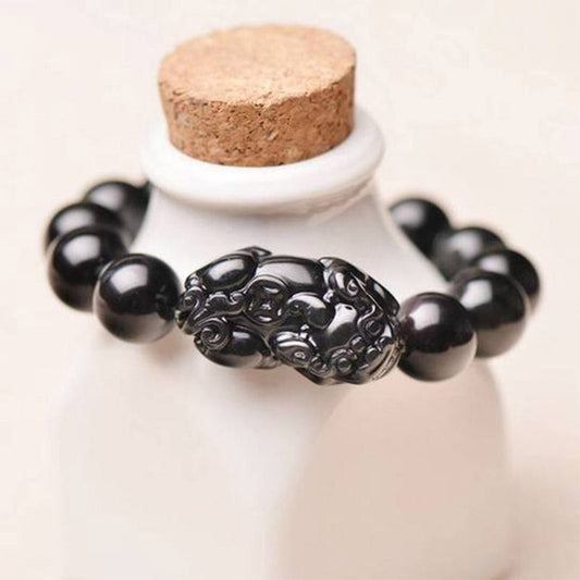 Spiritualität Buddha Karma FengShui PiXiu Obsidian Reichtumsarmband
