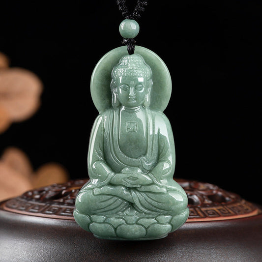 Collier d'énergie de Bouddha Amitabha, amulette de jade, collier de compassion