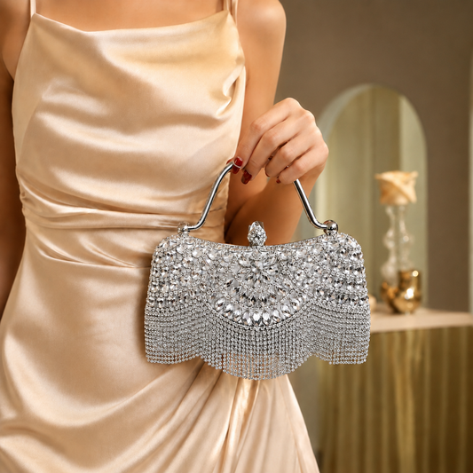 Luxury Rhinestone Evening Bag for Women | Pearl Tassel Handbag | Wedding Party Clutch Purse | Mini Handbag Fits Phone