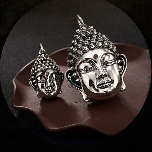 Collier d'énergie de Bouddha en argent sterling 925, pendentif tête de Bouddha et compassion