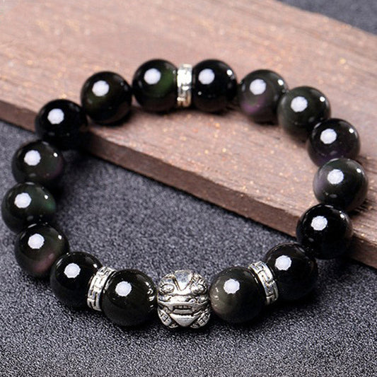 Feng Shui Natürliches Regenbogen-Obsidian PiXiu Segensarmband