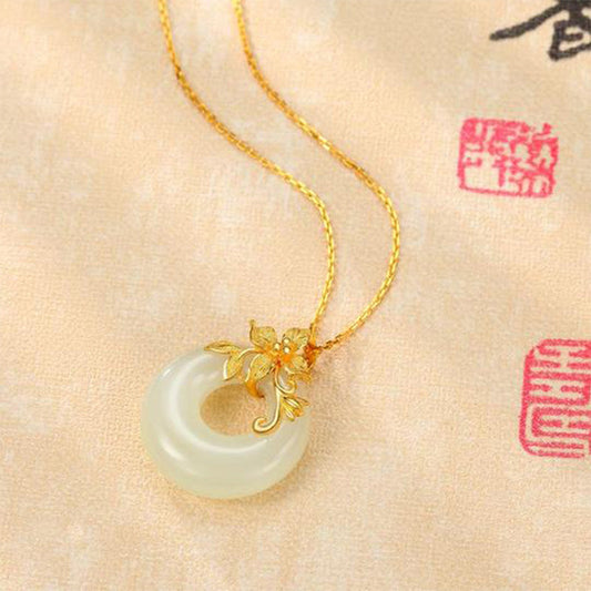 Jade  Tibetan White Jade Calm Necklace