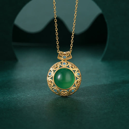 Jade  925 Sterling Silver Green Chalcedony Hetian White Jade Strength Necklace Pendant