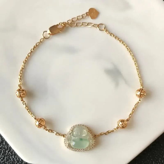 Jade-Armband mit lachendem Buddha und Jade-Überflusskette