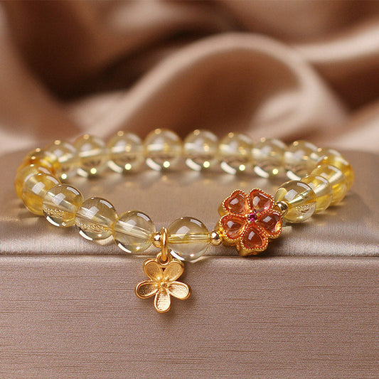 Bracelet de protection et de prospérité en citrine dorée, symbole de richesse naturelle et de prospérité, pour le chakra du plexus solaire (troisième chakra). 