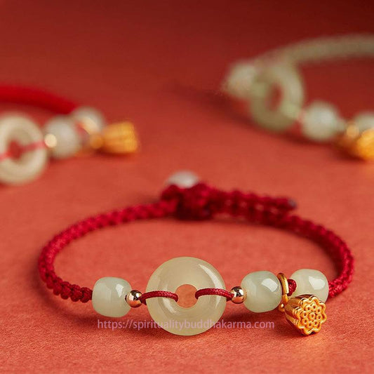 Jade-Rundschnalle mit Friedensmotiv, Jade-Lotus-Armband – Symbol für Glück, Fülle und Reichtum 