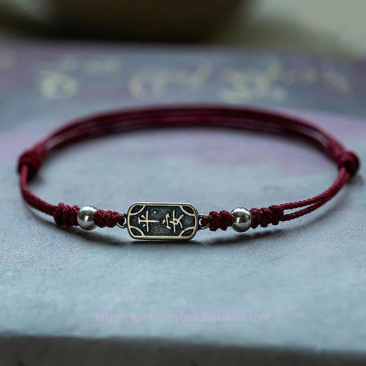 Bracelet tressé en argent sterling 925, fait main, avec nœud tibétain, symbole de paix, de joie et de sécurité. 
