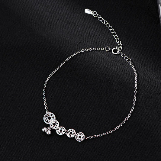 Spiritualität Buddha Karma 925 Sterling Silber Kupfer Münzen Glocken Schutz Metall Fußkettchen