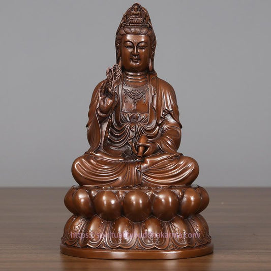 Spiritualität Kwan Yin Avalokitesvara Lotus Reichtum Kupferstatue Heimtischdekoration