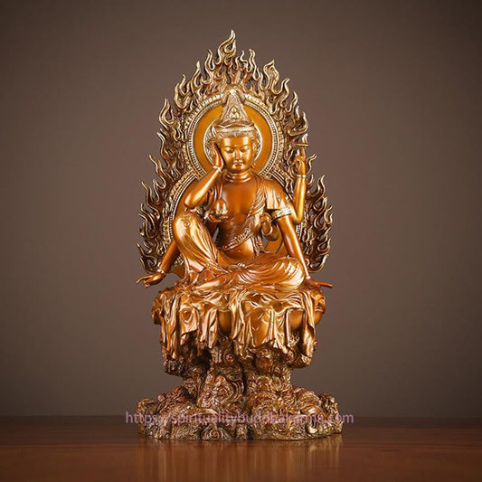 Spiritualität Kwan Yin Avalokitesvara Erfolg Messing Kupfer Statue Heimtisch Altar Dekoration