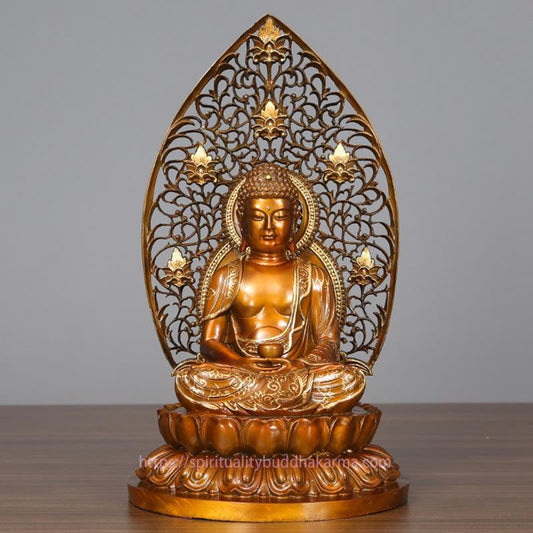 Spiritualität Sakyamuni Amitabha Medizinbuddha Figur Gelassenheit Kupferstatue Heimdekoration