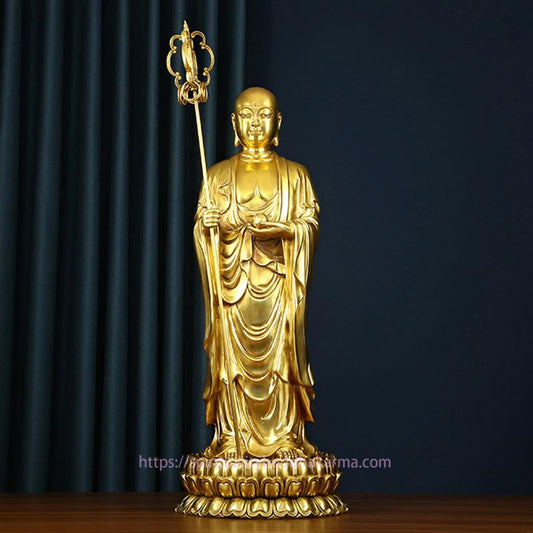 Spiritualität Ksitigarbha Bodhisattva Figur Mitgefühl Kupferstatue Heimdekoration