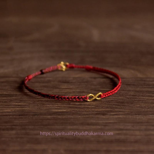 Bracelet porte-bonheur en corde, nœud tibétain de protection, or 999, nœud sans fin, fait main. 