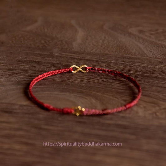 Bracelet porte-bonheur en corde, nœud tibétain de protection, or 999, nœud sans fin, fait main. 