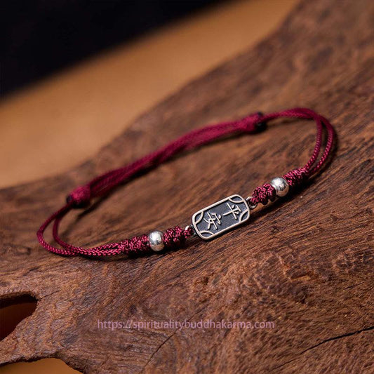 Bracelet tressé en argent sterling 925, fait main, avec nœud tibétain, symbole de paix, de joie et de sécurité. 