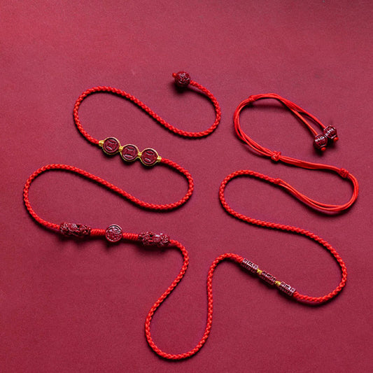 Tibetischer Knoten, Schutz, natürlicher Zinnober, PiXiu, Ruhe, Segen, rote Schnur, Bauchkette