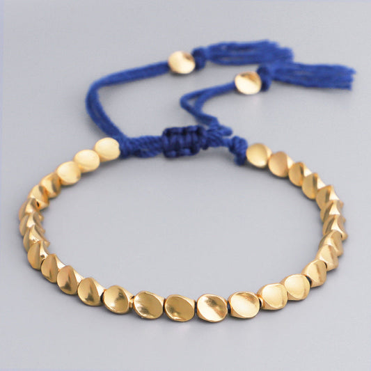 Adjustable Copper Bead Bracelet Wealth Attraction & Protection Amulet for Daily Wear