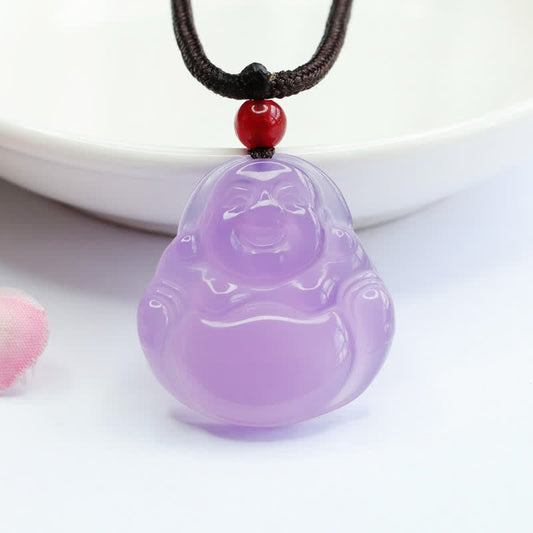 Collier d'énergie de Bouddha, pendentif Bouddha rieur en jade violet, symbole de bonheur 