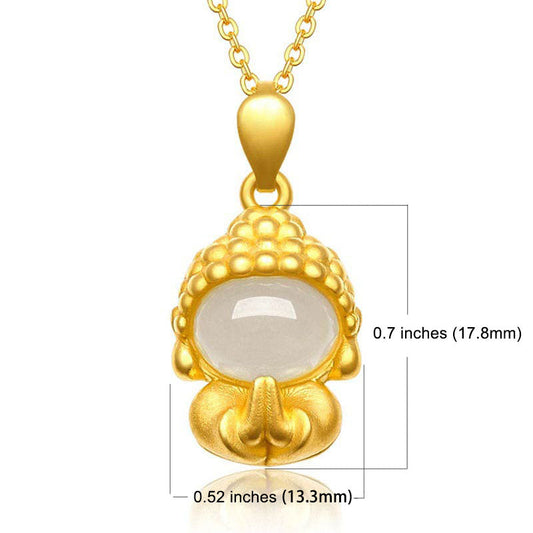 Jade  White Jade Buddha Success Pendant Necklace