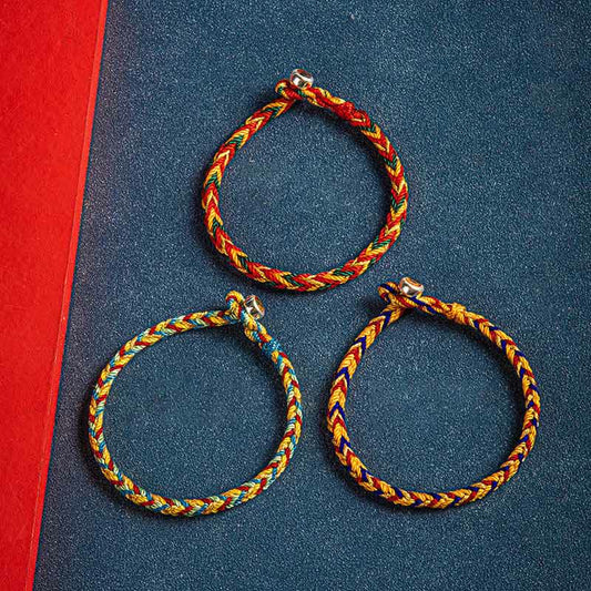 Ancient Tibetan Buddhist Red String Tradition  "May you be safe and sound all year round" Lucky Multicolored Bracelet