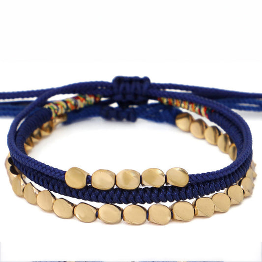 Marineblaues tibetisches Vajra-Knoten-Armbandset – Ein Talisman für inneren Frieden, Linderung von Ängsten und Anziehung von Wohlstand.