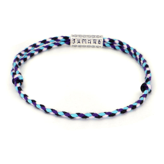 Tibetan Six-Word Om Mani Padme Hum Mantra Handwoven Chakra Bracelet Multi-Color Adjustable Cotton Thread Bracelet