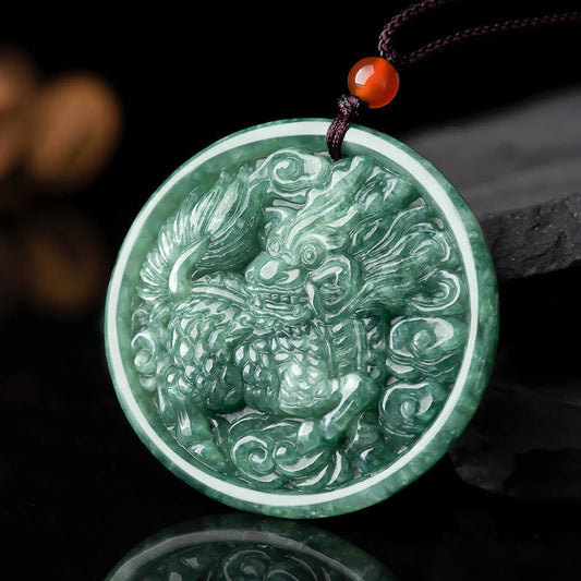 Jade  Natural Jade Kirin Abundance String Necklace Pendant