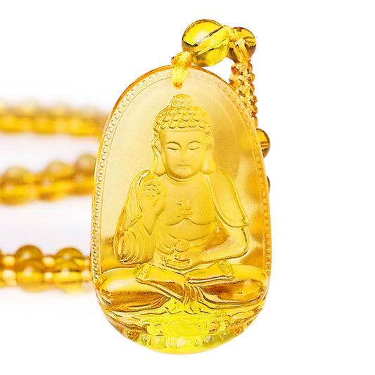 Collier pendentif Bouddha gardien de la sérénité, symbole de richesse et de chakra du plexus solaire (troisième chakra) (40 % de réduction supplémentaire | CODE : FS40)