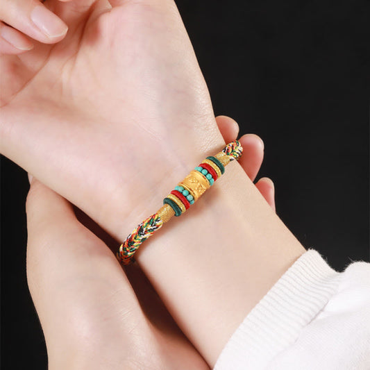 ❗❗❗A Flash Sale- Ancient Tibetan Buddhist Red String Tradition  Tibet 999 Gold Om Mani Padme Hum Handmade Eight Thread Peace Knot Luck Bracelet