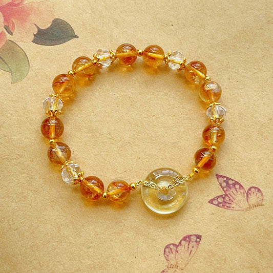 Goldene Energie-Citrin-Friedensschnalle, Wohlstandsarmband für das Solarplexus-Chakra (drittes Chakra) 