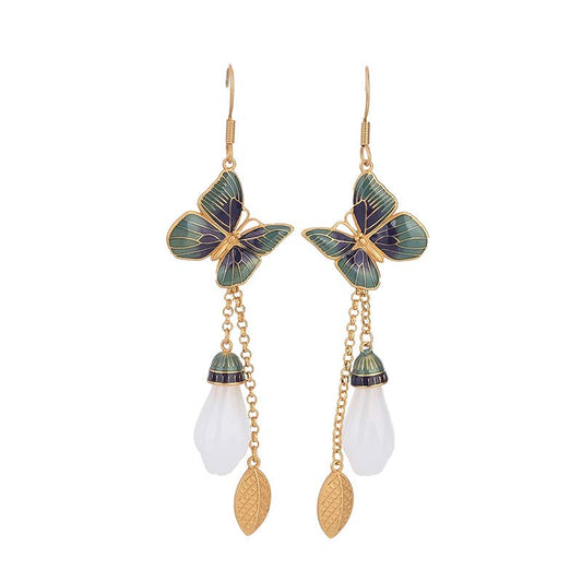 Jade FengShui Weiße Jade Glücksohrringe