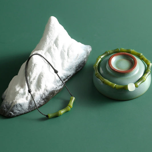 Jadegrünes Bambus-Jade-Muster Glücks- und Fülle-Armband 