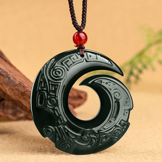 Jade  One's Luck Improves Design Patern Natural Hetian Cyan Jade Success Necklace Pendant