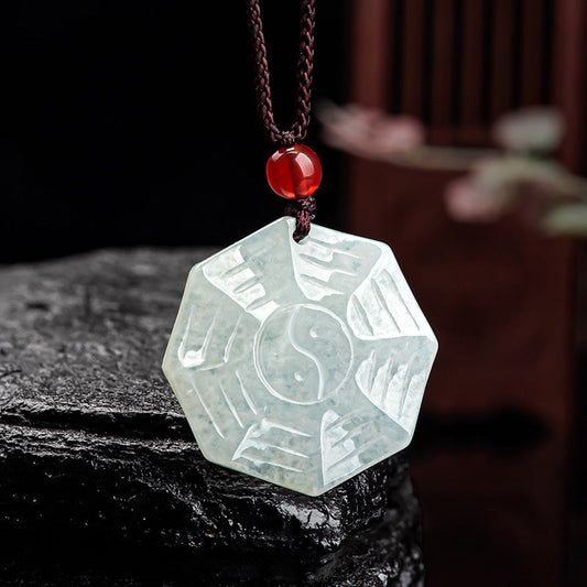 Jade  Natural Jade Bagua Yin Yang Luck Necklace Pendant