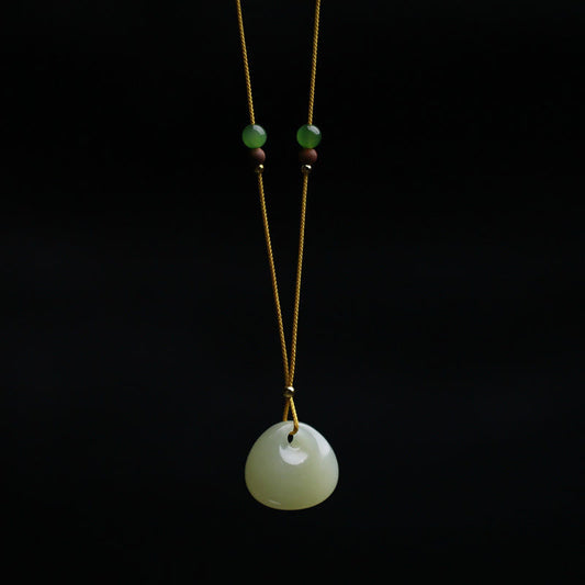 Jade  Natural Hetian Jade Small Bag Pattern Prosperity String Necklace Pendant