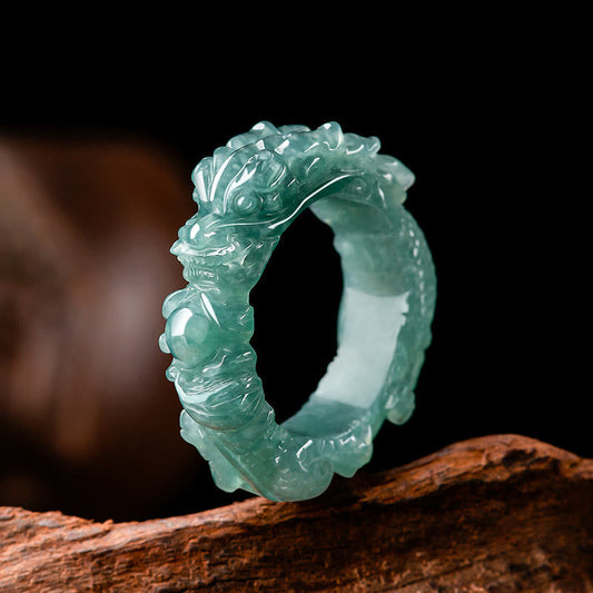 Bague de succès Dragon en jade naturel 